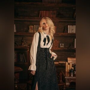 Disturbia Black Midi Penafore Dress